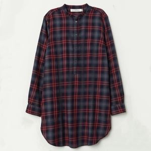 Plaid Cotton Checked Tunic Red Blue Small Like New